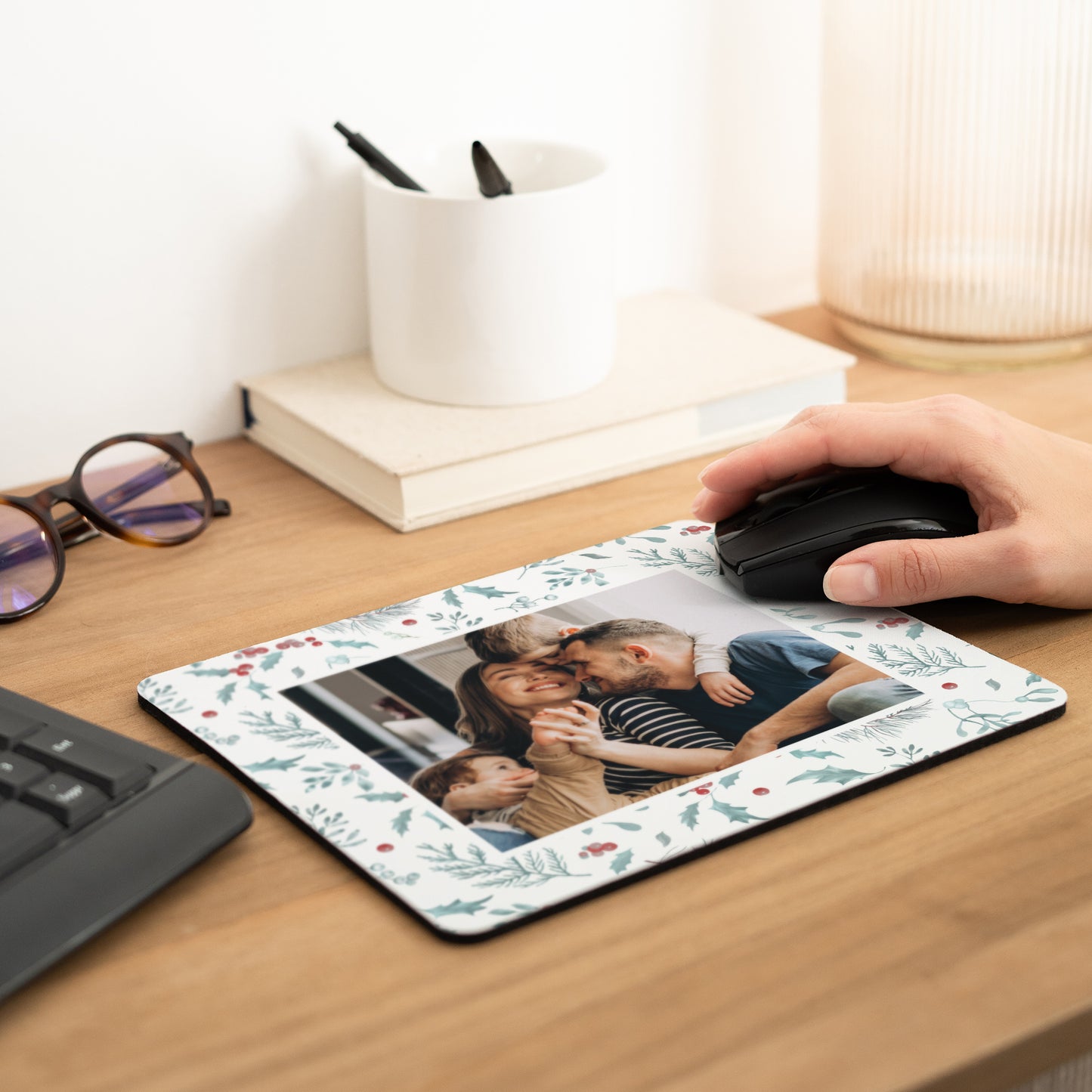 Tapis de souris Fin d'année Rectangle Éclats de Houx photo N° 2