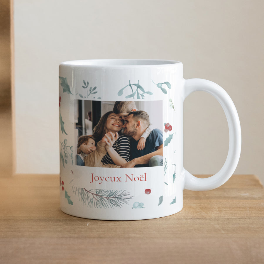 Mug Fin d'année Blanc Éclats de Houx photo