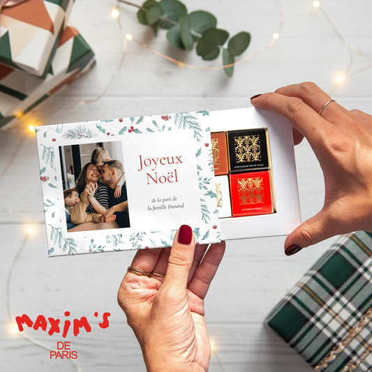 Boite chocolat personnalisée Fin d'année 6 chocolats Éclats de Houx photo