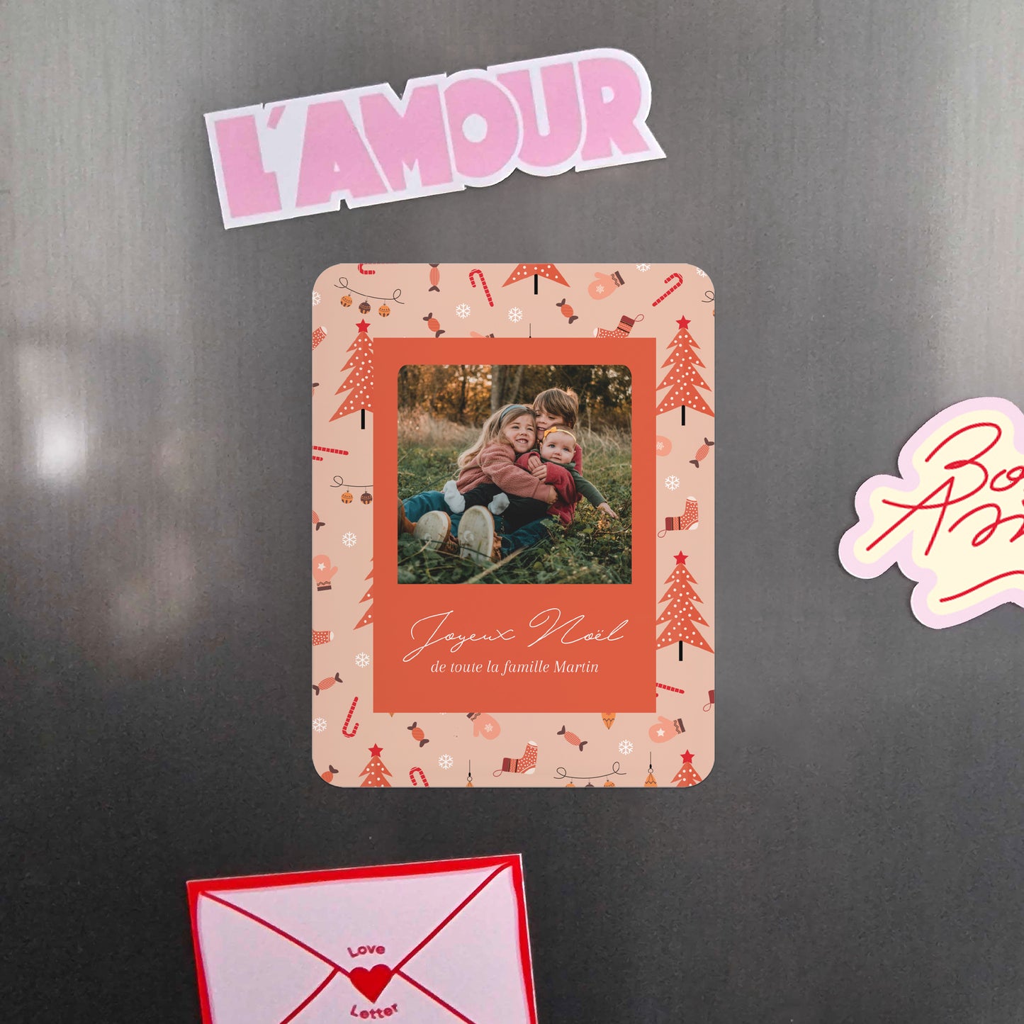 Carte de voeux Fin d'année Lot de 8, magnétique, rectangle coins arrondis Moments précieux photo N° 4