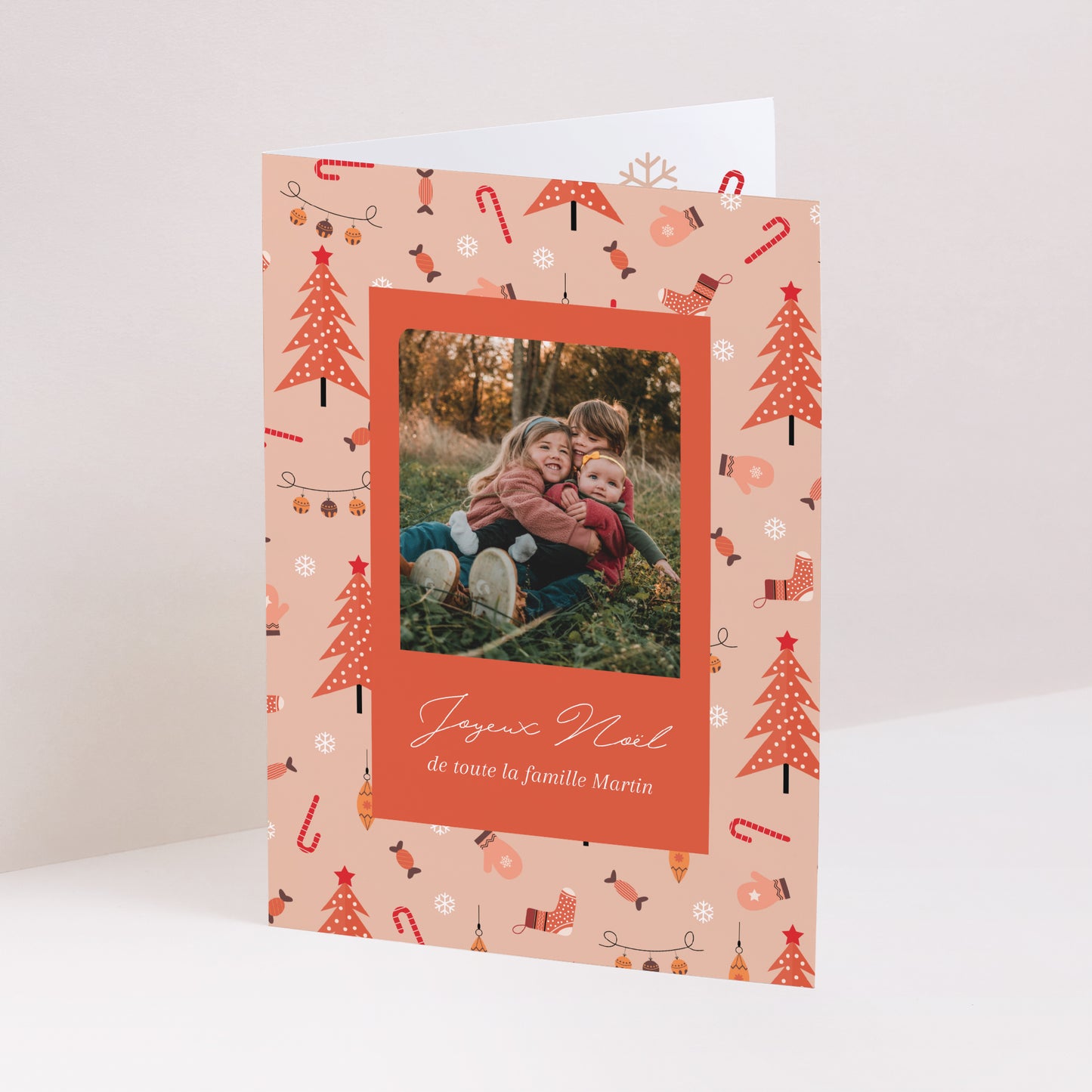 Carte de voeux Fin d'année Portrait double volet Moments précieux photo N° 1