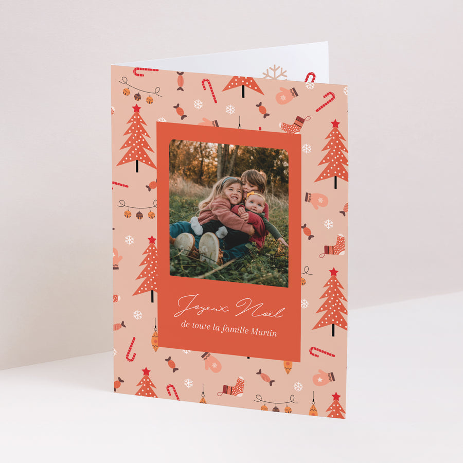 Carte de voeux Fin d'année Portrait double volet Moments précieux photo