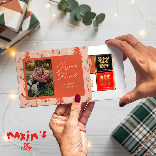 Boite chocolat personnalisée Fin d'année 6 chocolats Moments précieux photo