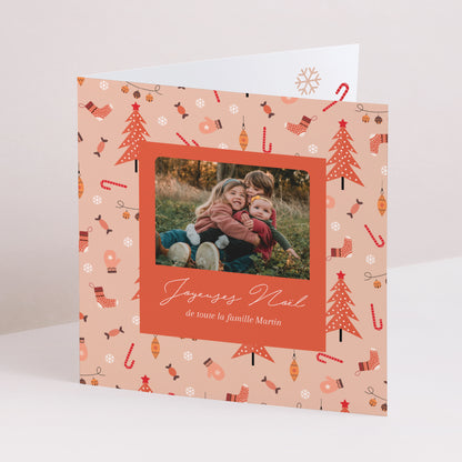 Carte de Noel Fin d'année Carré double volet Moments précieux photo N° 1