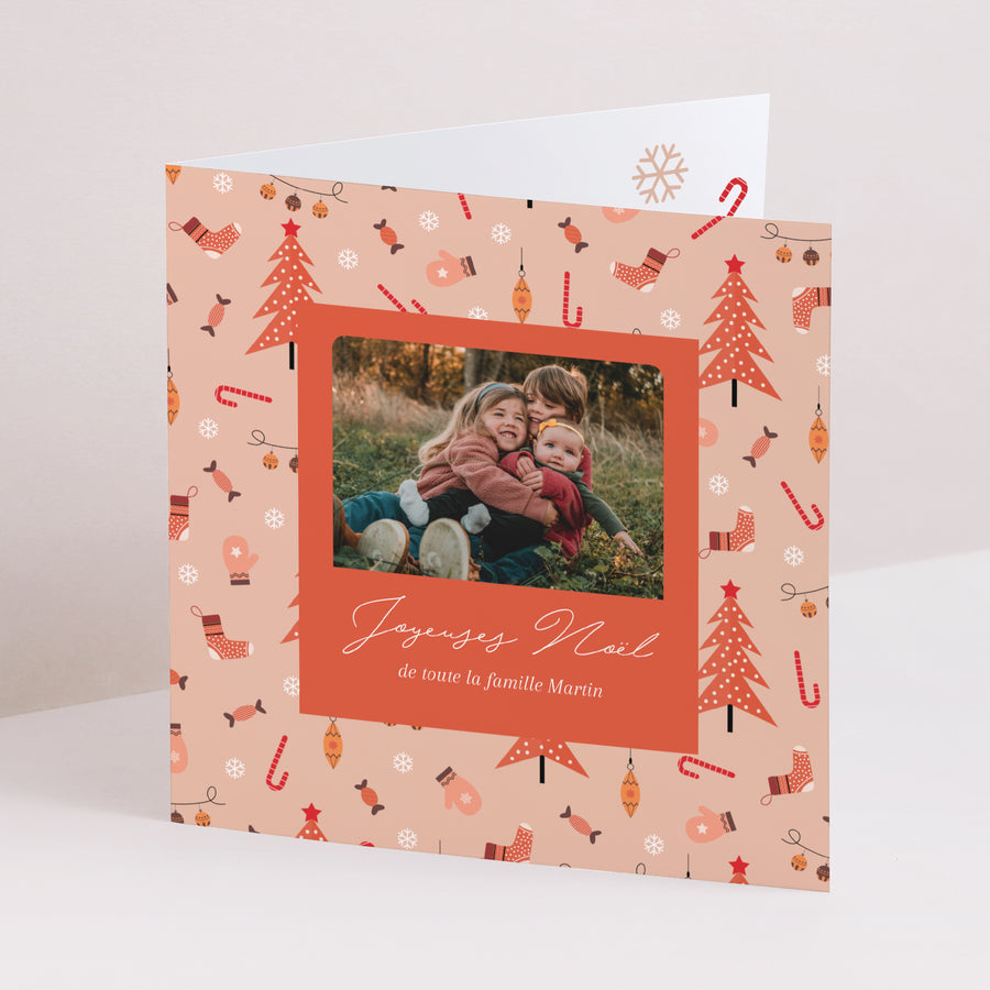 Carte de Noel Fin d'année Carré double volet Moments précieux photo