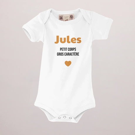 Body personnalisé Naissance blanc recto Petit corps, gros caractère