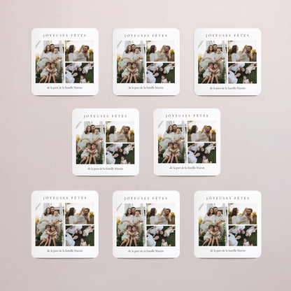 Carte de Noel Fin d'année Lot de 8, magnétique, carré coins arrondis Noël en photo photo N° 3