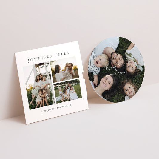 Carte de Noel Fin d'année Pochette disque Noël en photo photo