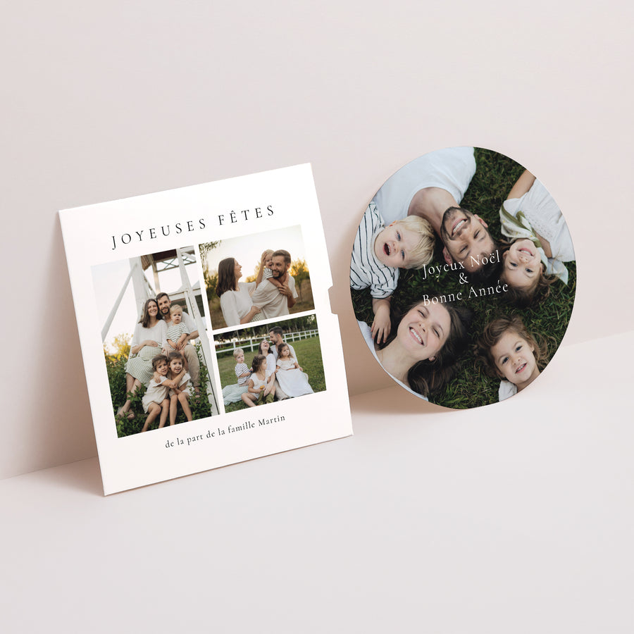 Carte de Noel Fin d'année Pochette disque Noël en photo photo