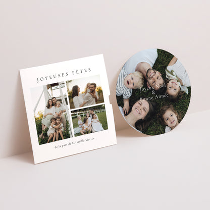 Carte de voeux Fin d'année Pochette disque Noël en photo photo N° 1