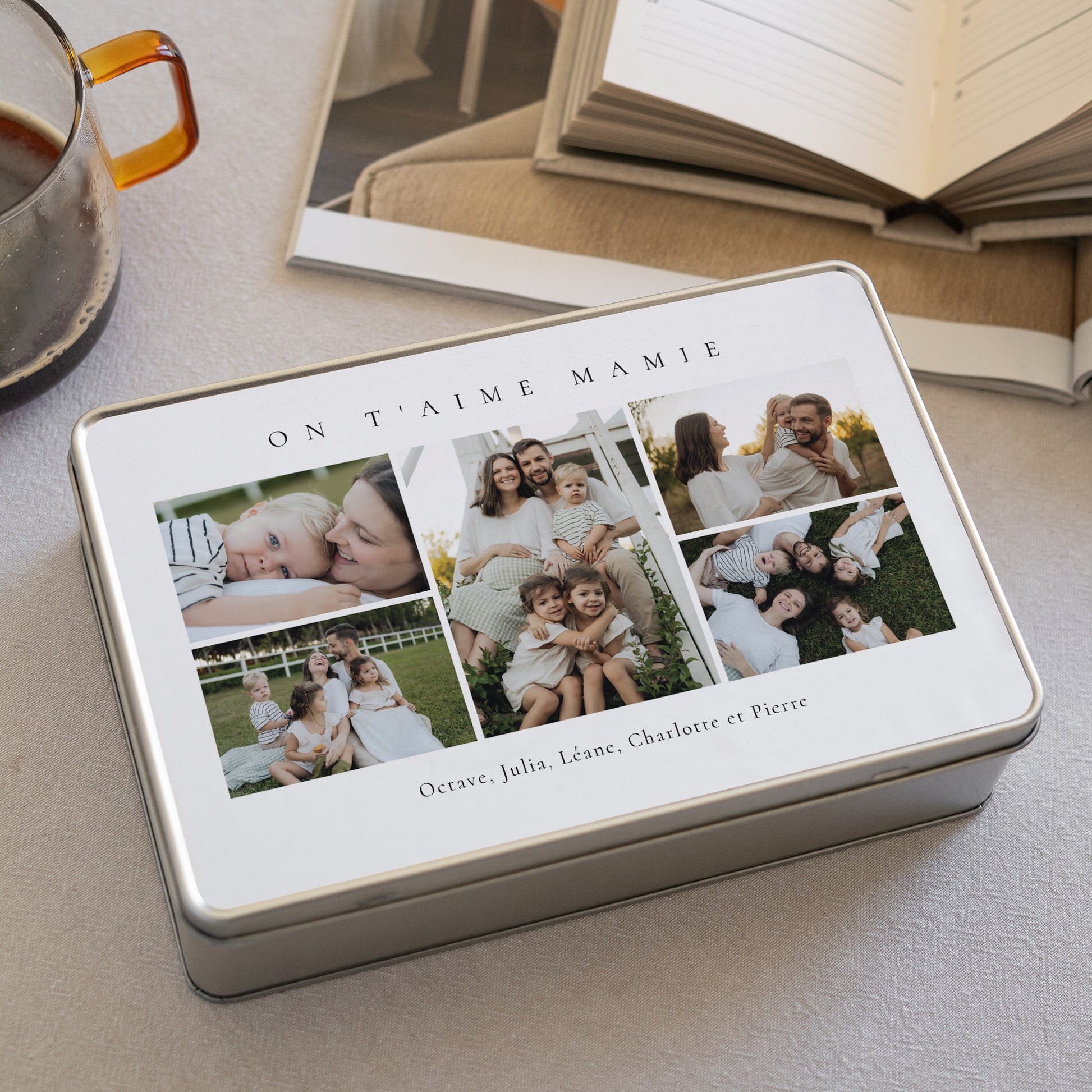 Boite métallique rectangle, garnie de chocolats Instants précieux en photo photo N° 2