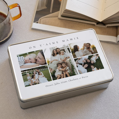 Boite métallique rectangle, garnie de chocolats Instants précieux en photo photo N° 2