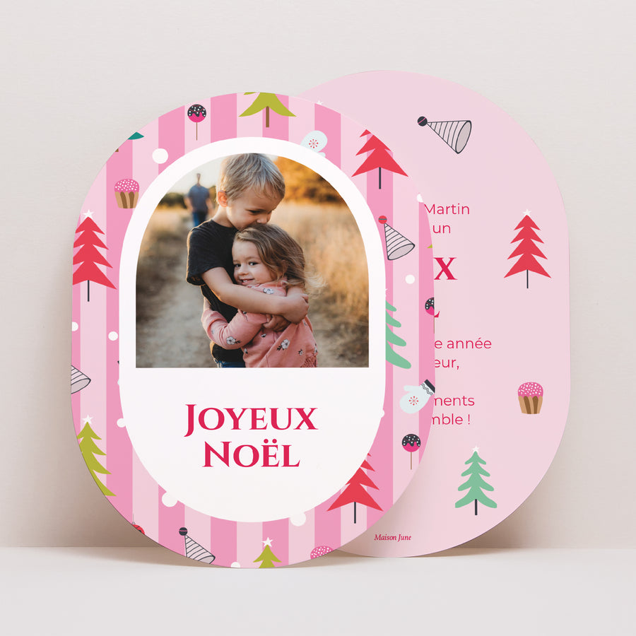 Carte de Noel Fin d'année Ovale Moments Enchantés photo