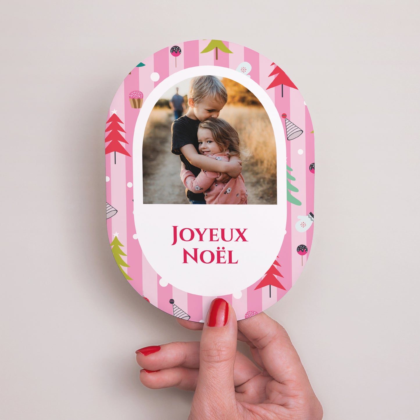 Carte de Noel Fin d'année Ovale Moments Enchantés photo N° 2