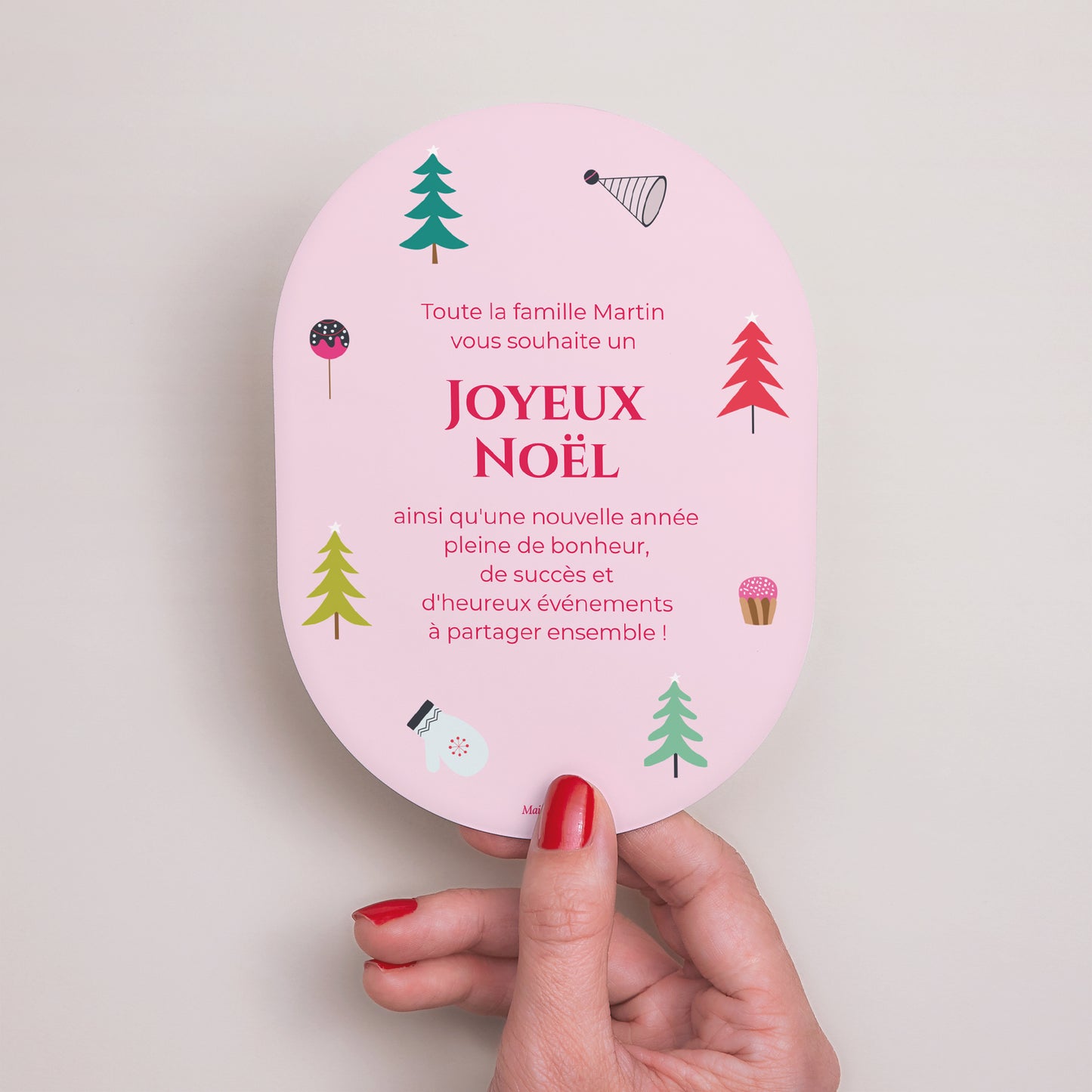 Carte de Noel Fin d'année Ovale Moments Enchantés photo N° 3