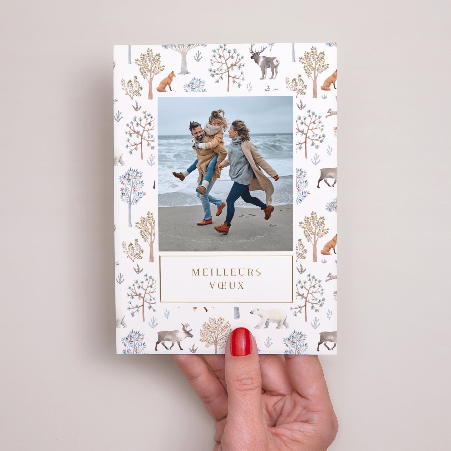 Carte de Noel Fin d'année Portrait Sous les bois enneigés photo N° 2