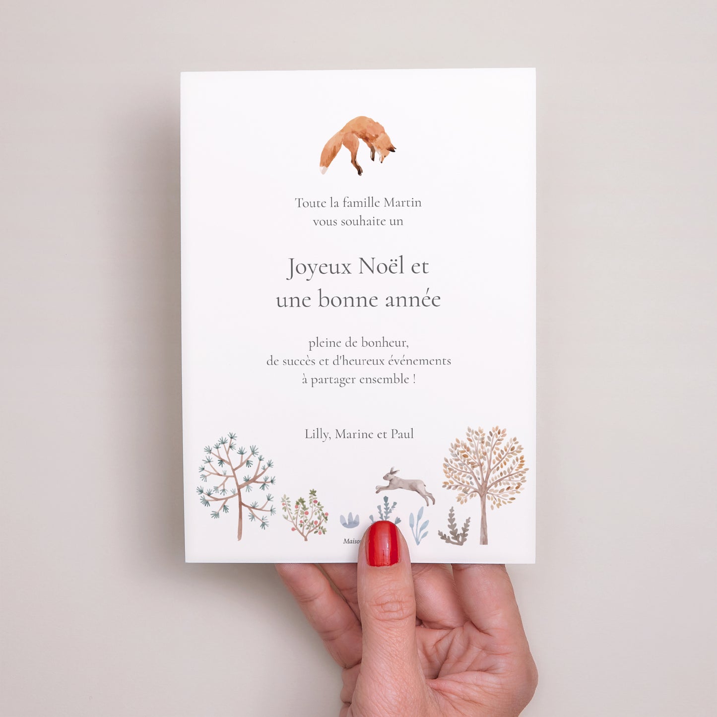 Carte de Noel Fin d'année Portrait Sous les bois enneigés photo N° 3