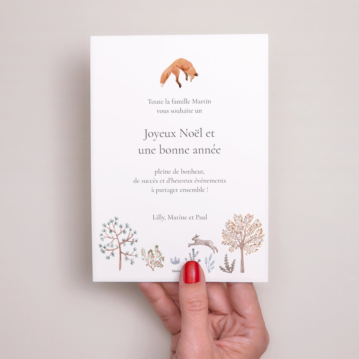 Carte de voeux Fin d'année Portrait Sous les bois enneigés photo N° 3