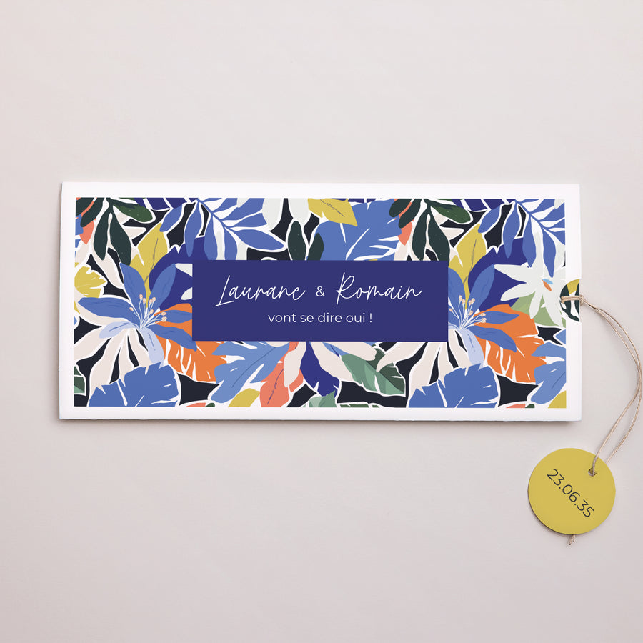 Faire-part Mariage Pochette 2 cartes, étiquette Bouquet d’émotions photo