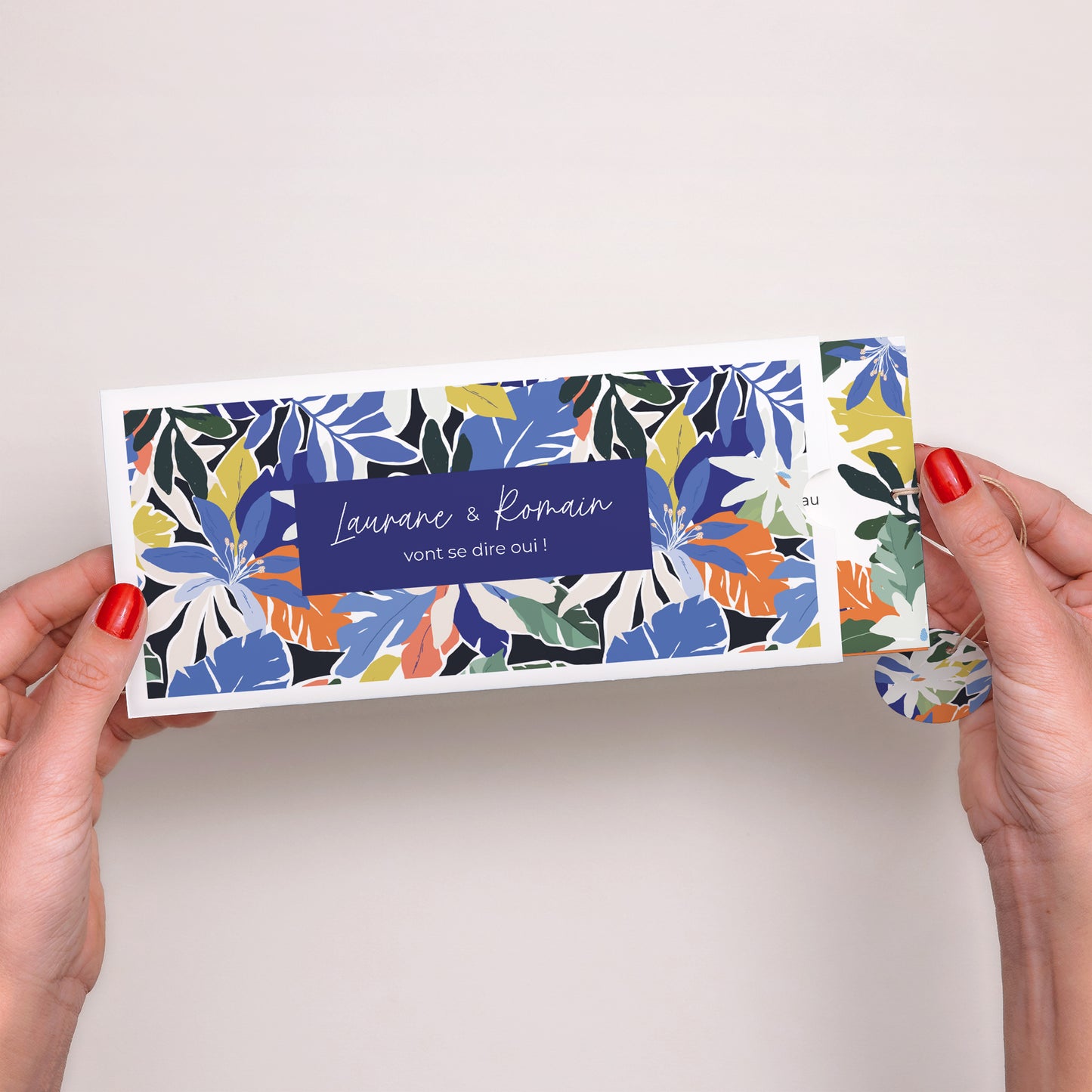 Faire-part Mariage Pochette 2 cartes, étiquette Bouquet d’émotions photo N° 2