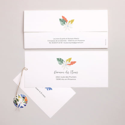 Faire-part Mariage Pochette 2 cartes, étiquette Bouquet d’émotions photo N° 4