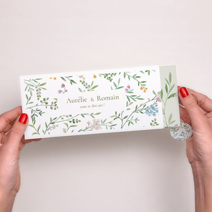 Faire-part Mariage Pochette 2 cartes, étiquette Le Jardin des Cœurs photo N° 2