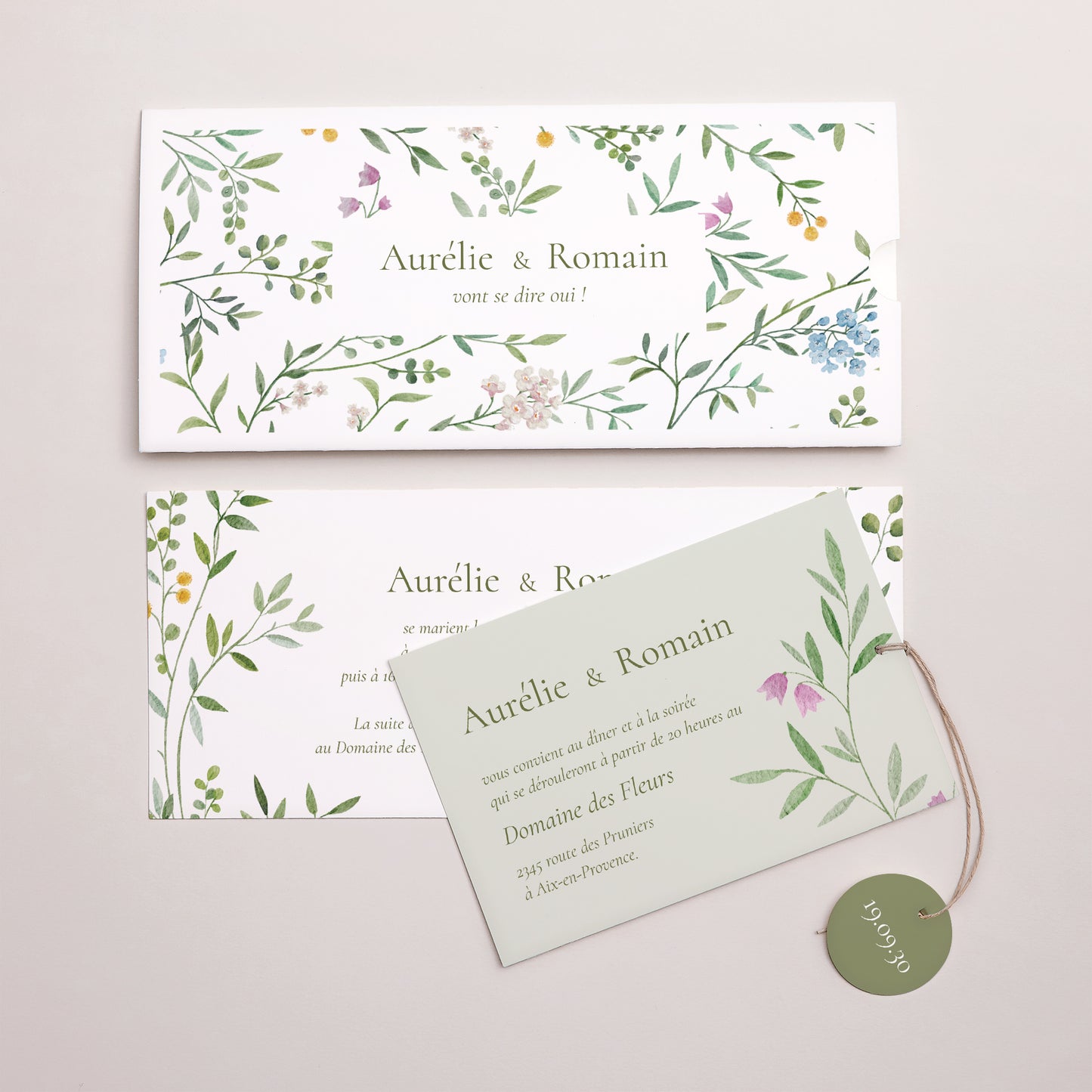 Faire-part Mariage Pochette 2 cartes, étiquette Le Jardin des Cœurs photo N° 3