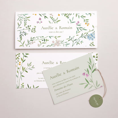 Faire-part Mariage Pochette 2 cartes, étiquette Le Jardin des Cœurs photo N° 3