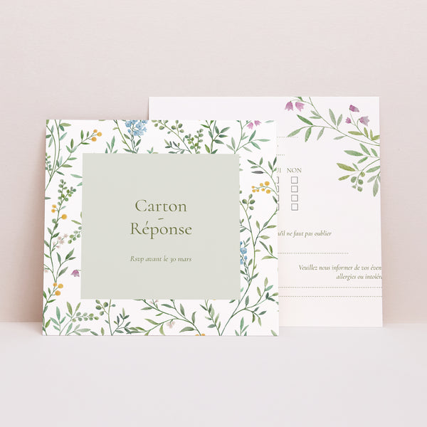 Carton réponse Mariage Carré Le Jardin des Cœurs photo