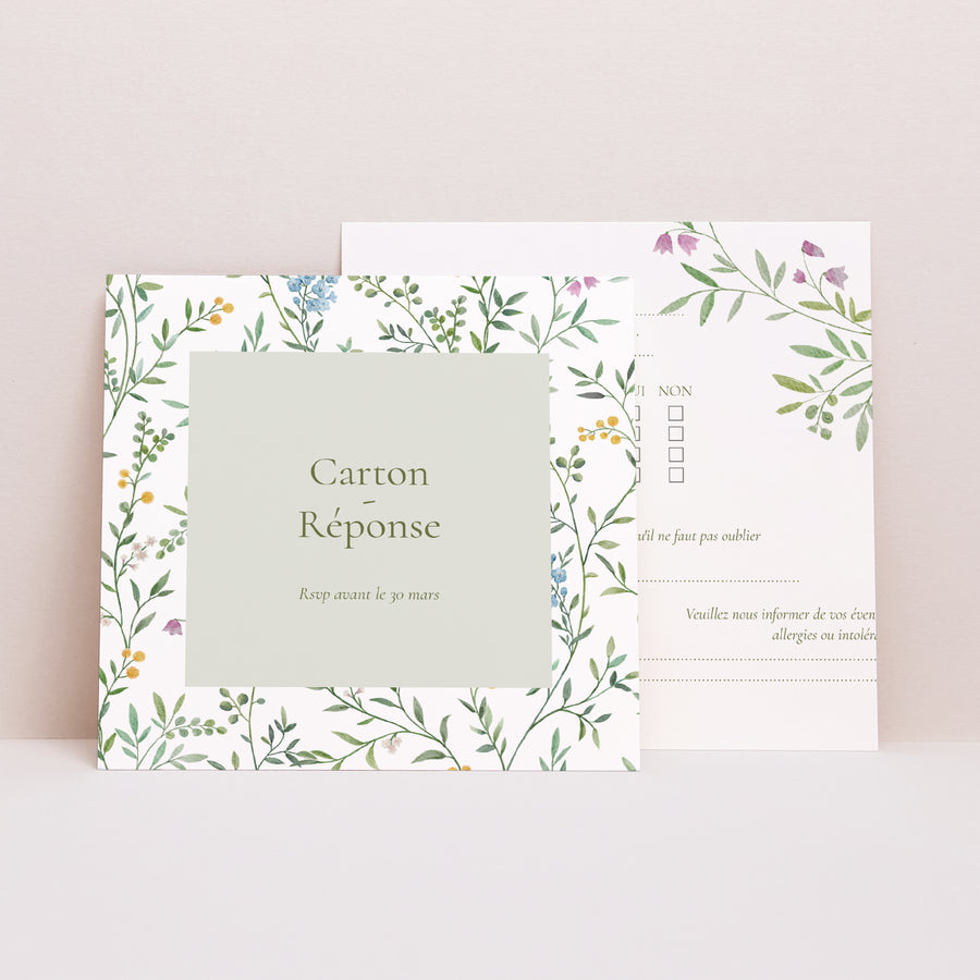 Carton réponse Mariage Carré Le Jardin des Cœurs photo