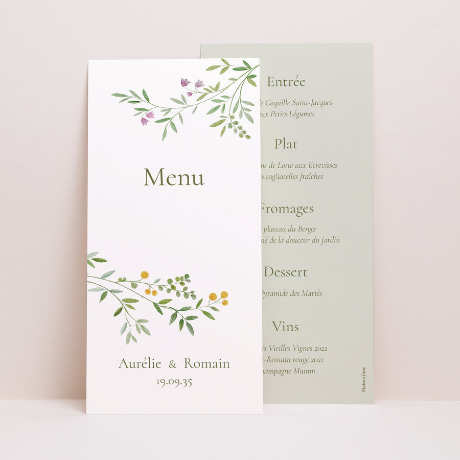 Menu Mariage Panoramique portrait Le Jardin des Cœurs photo