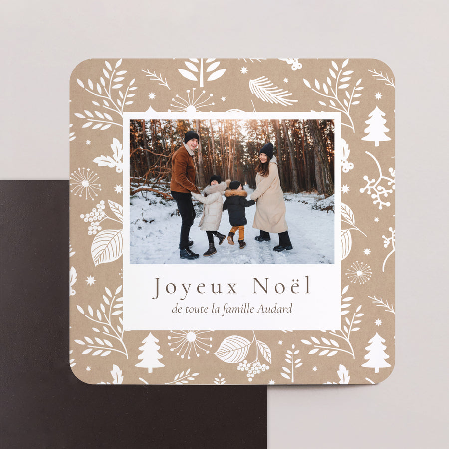 Carte de voeux Fin d'année Lot de 8, magnétique, carré coins arrondis Traditions de Noël photo