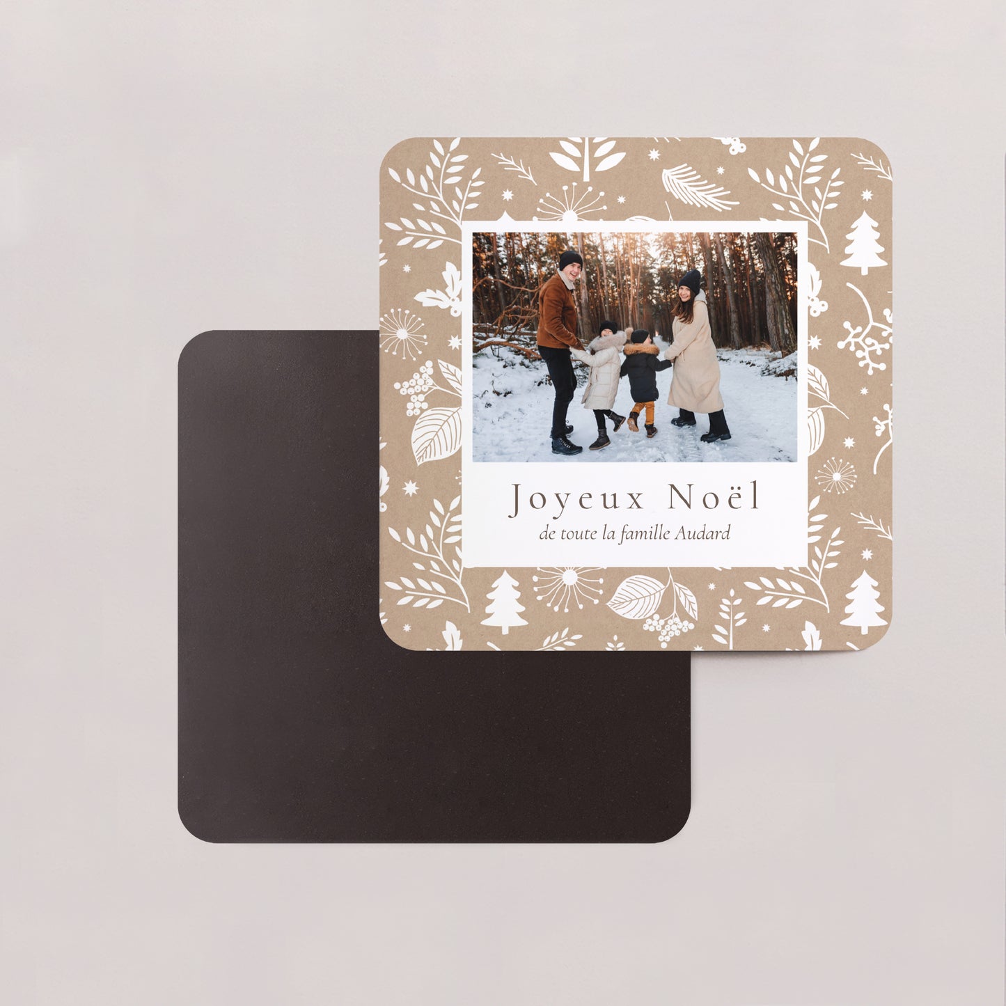 Carte de voeux Fin d'année Lot de 8, magnétique, carré coins arrondis Traditions de Noël photo N° 2