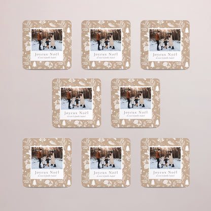 Carte de voeux Fin d'année Lot de 8, magnétique, carré coins arrondis Traditions de Noël photo N° 3