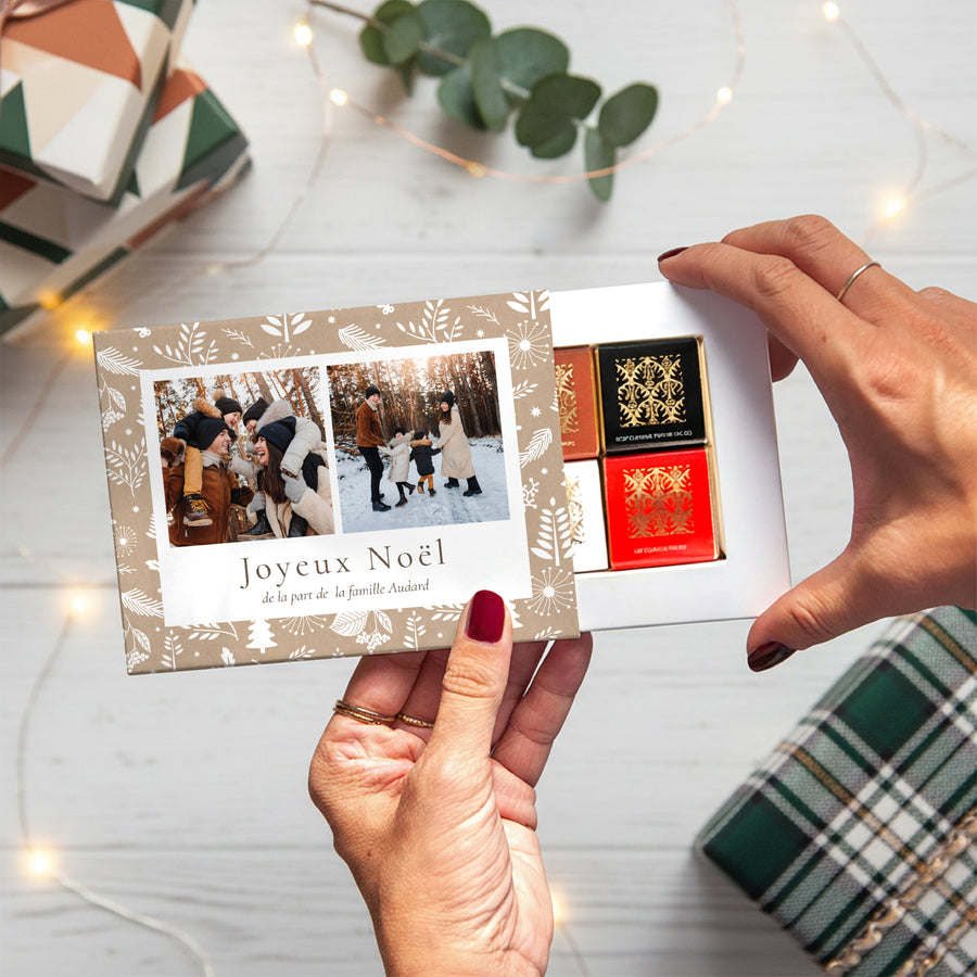 Boite chocolat personnalisée Fin d'année 6 chocolats Traditions de Noël photo