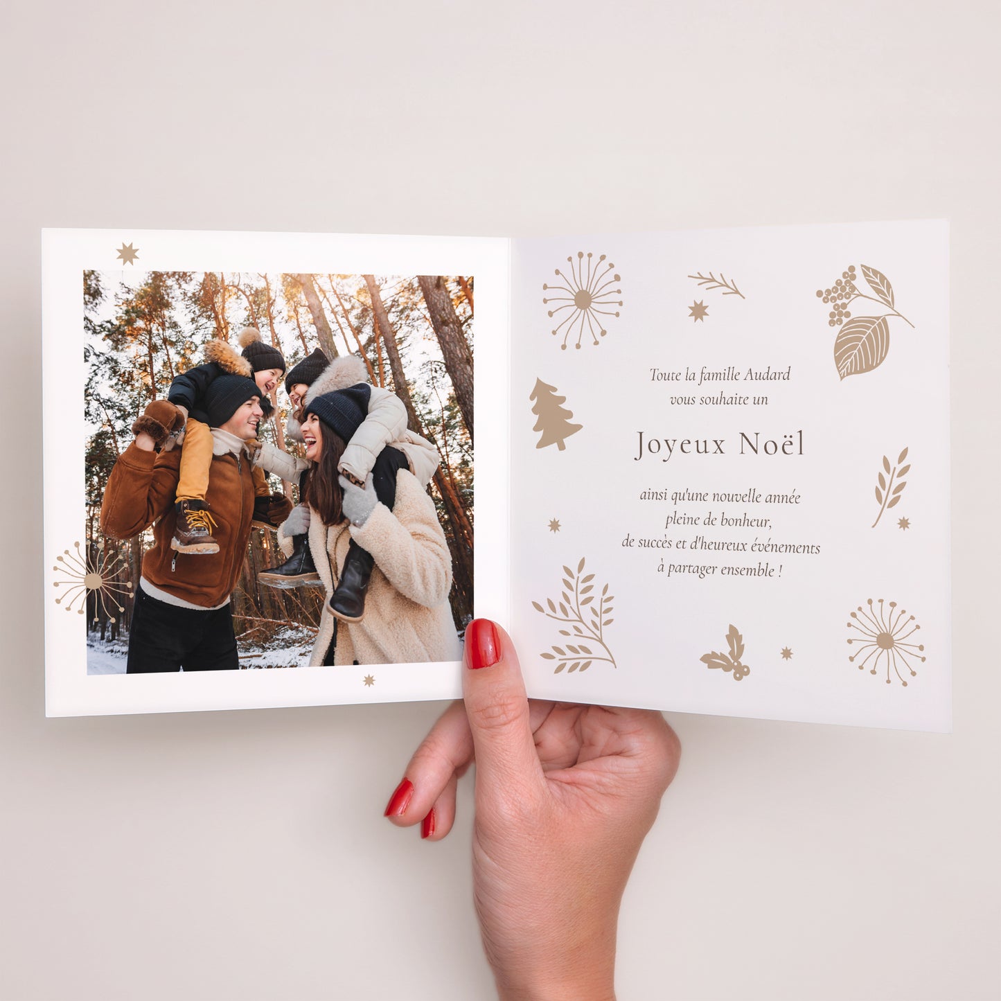 Carte de voeux Fin d'année Carré double volet Traditions de Noël photo N° 2