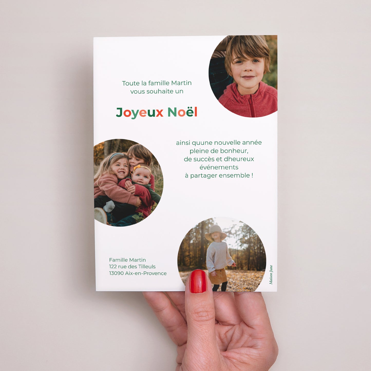 Carte de Noel Fin d'année Portrait Noël en Suspension photo N° 3