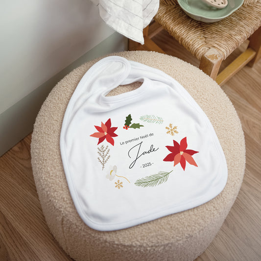 Bavoir Fin d'année Tissu Herbier de Noël photo