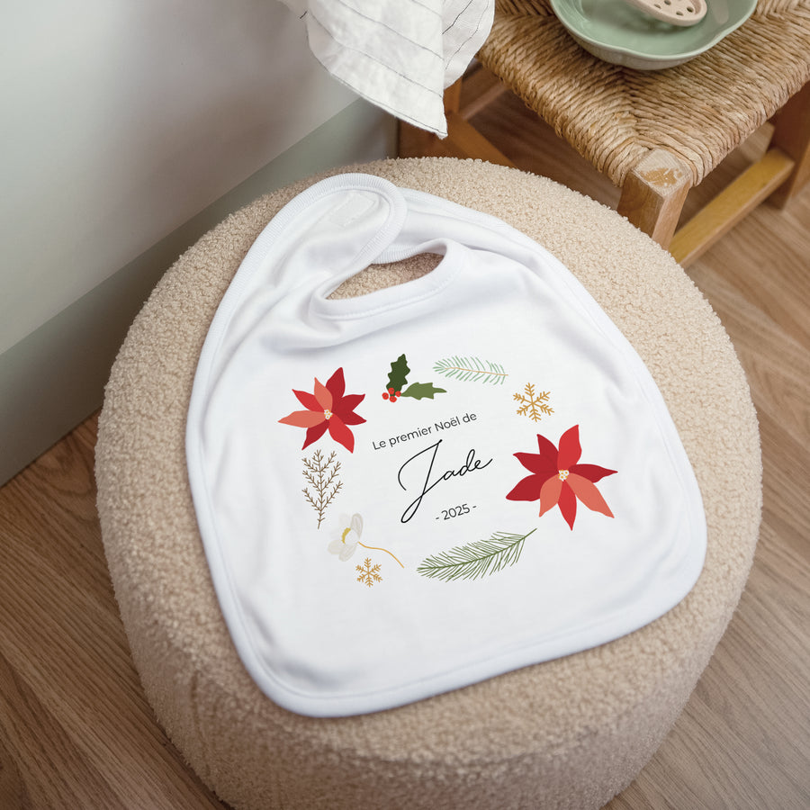 Bavoir Fin d'année Tissu Herbier de Noël photo