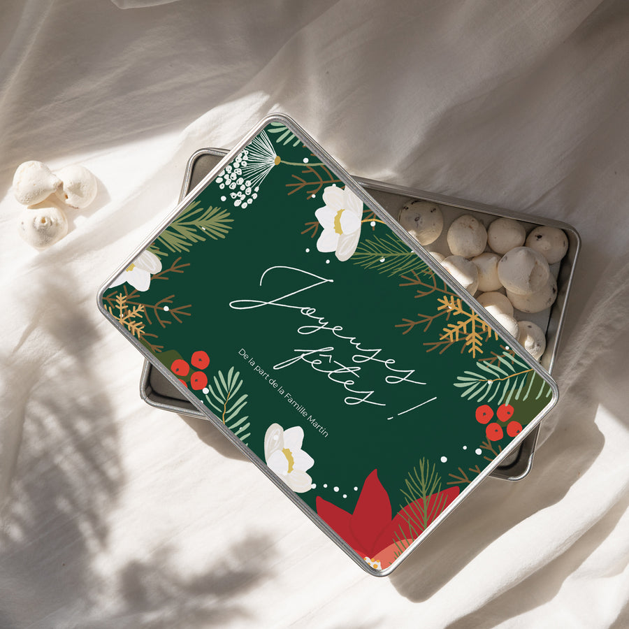Boite métallique Fin d'année Rectangle Herbier de Noël photo