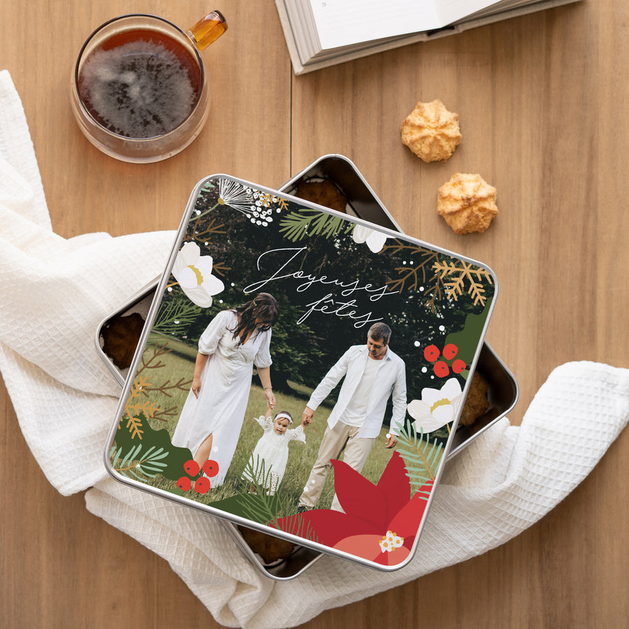 Boite métallique Fin d'année Carrée Herbier de Noël photo