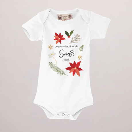 Body personnalisé Fin d'année blanc recto Herbier de Noël