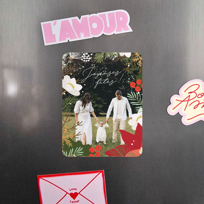 Carte de Noel Fin d'année Lot de 8, magnétique, rectangle coins arrondis Herbier de Noël photo N° 4