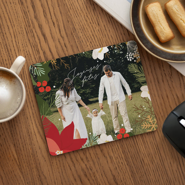 Tapis de souris Fin d'année Rectangle Herbier de Noël photo