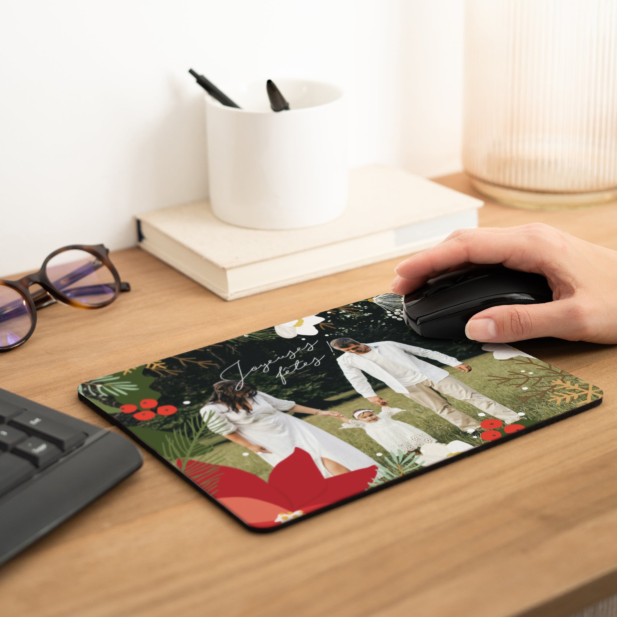 Tapis de souris Fin d'année Rectangle Herbier de Noël photo N° 2