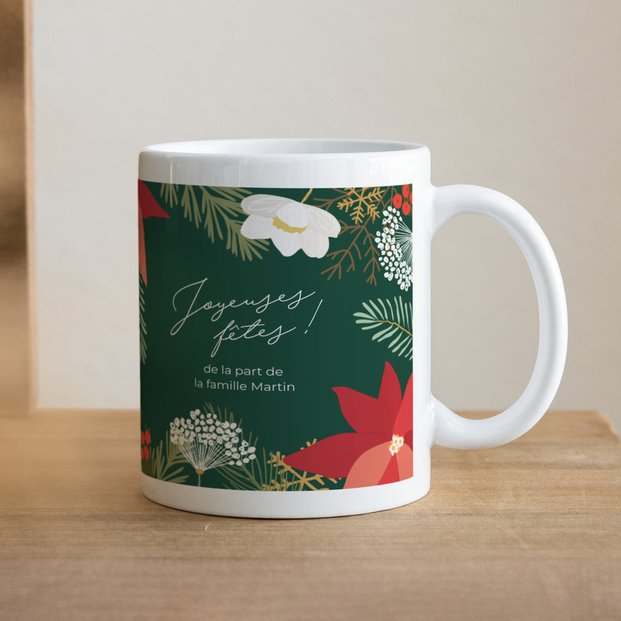 Mug Fin d'année Blanc Herbier de Noël photo
