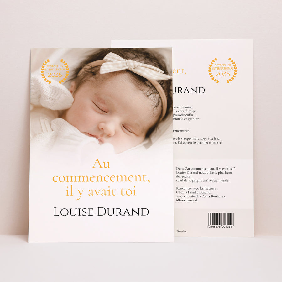 Faire-part Naissance Grand format rectangle Au commencement... photo