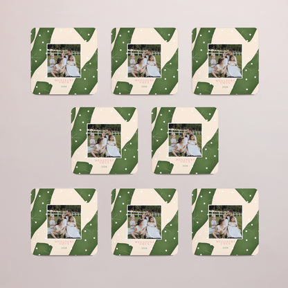 Carte de voeux Fin d'année Lot de 8, magnétique, carré coins arrondis Neige d’Émeraude photo N° 3