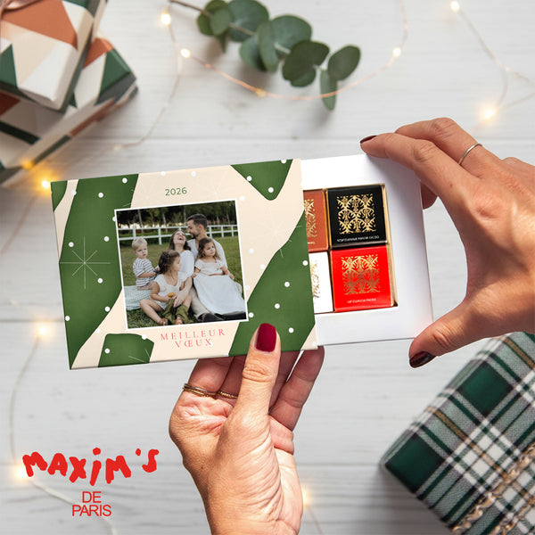 Boite chocolat personnalisée Fin d'année 6 chocolats Neige d’Émeraude photo
