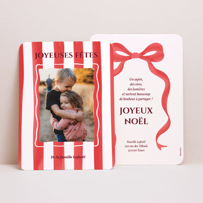 Carte de voeux Fin d'année Portrait, bords arrondis Sweet Christmas photo N° 1